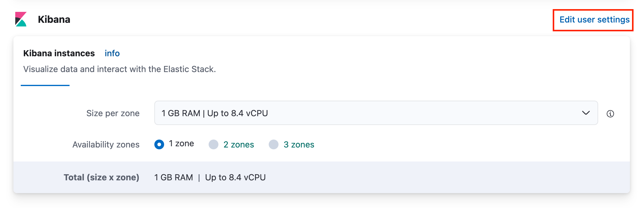 Kibana Configuration, Edit user settings