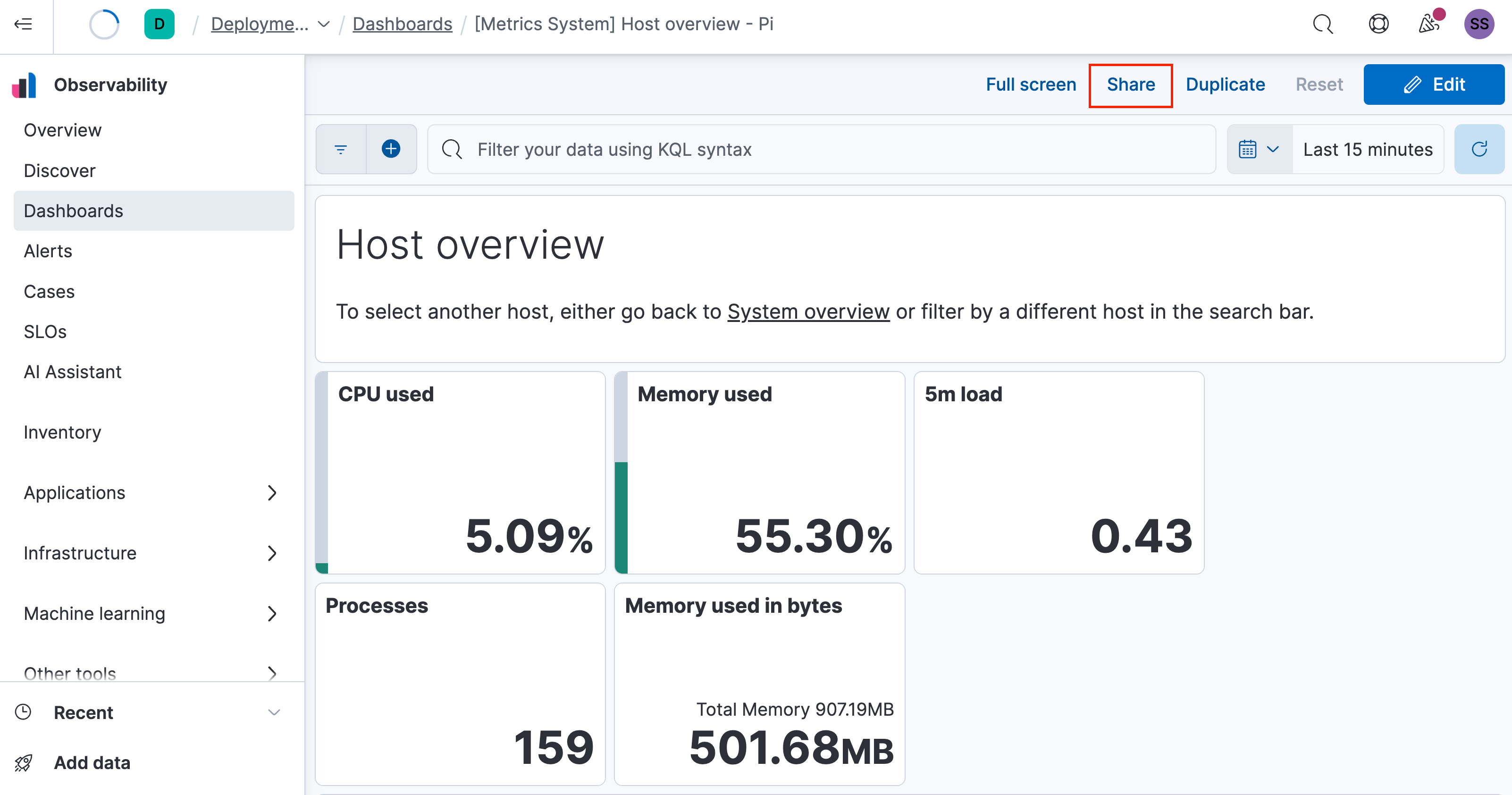 Share Kibana dashboard